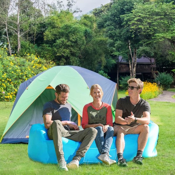 CDQ Oppblåsbar solstol Air Sofa 2022 oppgraderad luftstol med bärbar väska, oppblåsbar campingsoffa, blå blå