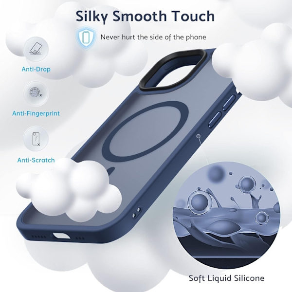 Compatible with iPhone 13 - MagSafe Case Shockproof Silicone Matte Blue