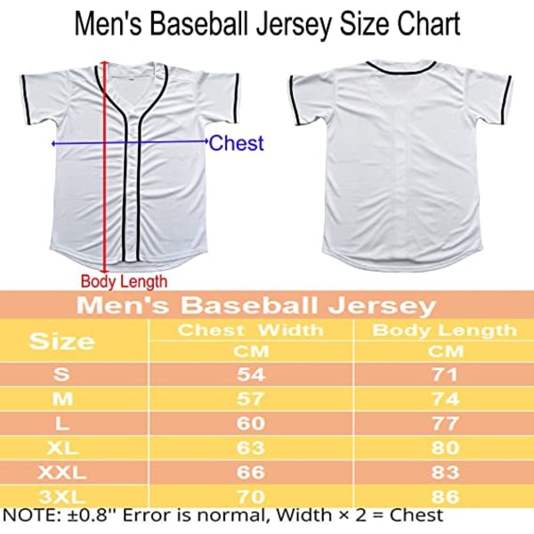 Ensfarvet Hip Hop Baseball Uniform Knapskjorter Sportuniformer Herre Dametrøjer sort hvid —XXL zdq