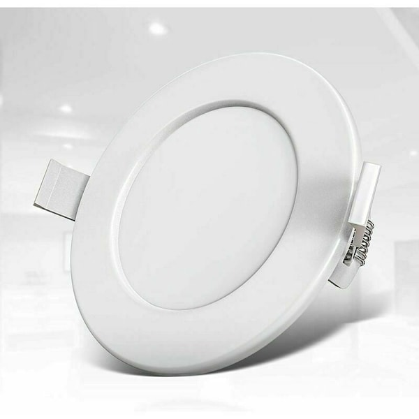 Sæt med 3 forsænkede spots, specielt til badeværelse IP44, beskyttet mod stænkvand, ultraflad, Ø115mm, 6W LED-moduler, varm hvid belysning