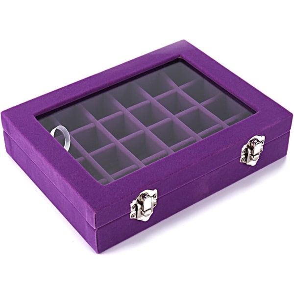 Sammetsglas smycken Ring Display Organizer Box Brickhållare