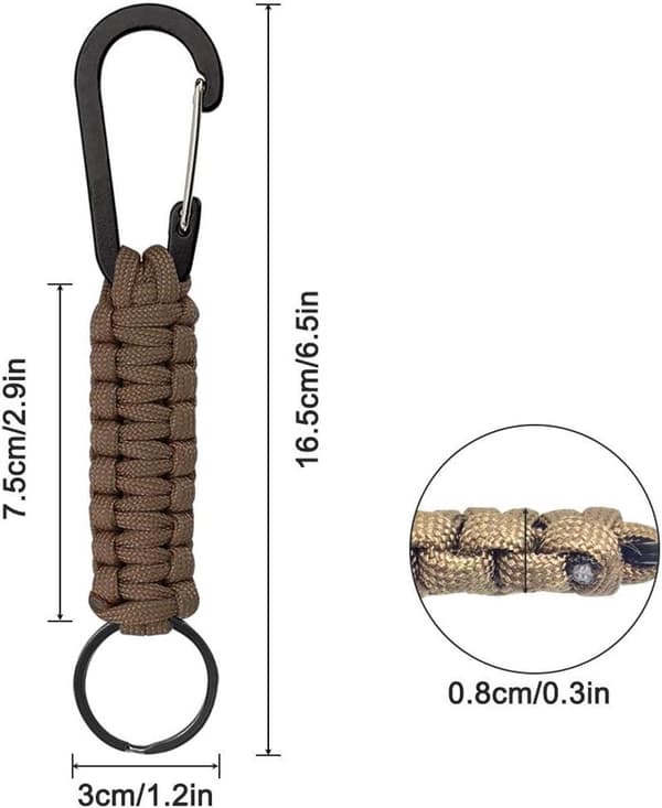 Paracord nyckelringar med karbinhake, 5-pack, unisex för utomhusaktiviteter