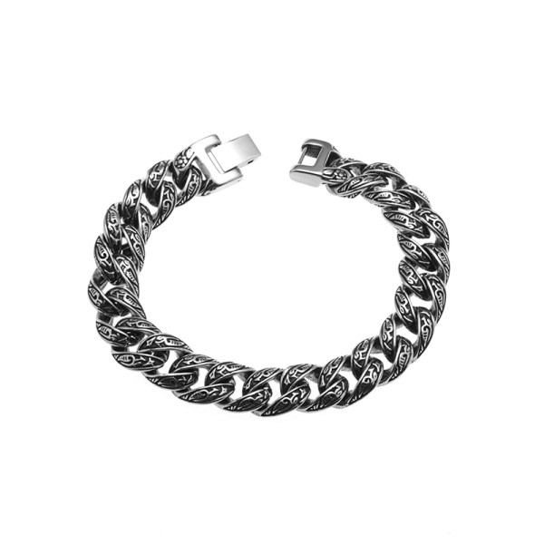 Metallarmbånd til mænd mode antik sølvfarve kubansk kæde totem armbånd zdq