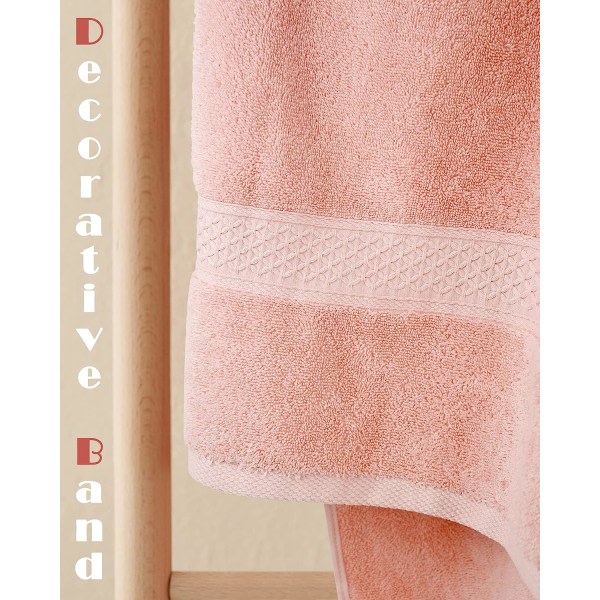 Ultra blødt sæt med 2, 100 % bomulds håndklæder til bad, spa eller svømning, mellemvægt ekstra absorberende badehåndklæder 55 x 27 1/2 tommer (rosa, bl.a. CDQ