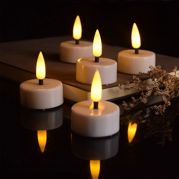 12 LED-timer-lys med 3D-veker, flimrende for hjemmeinnredning Hvit – 3D-veke Parent Hvit – 3D-veke Vit – 3D-veke Parent
