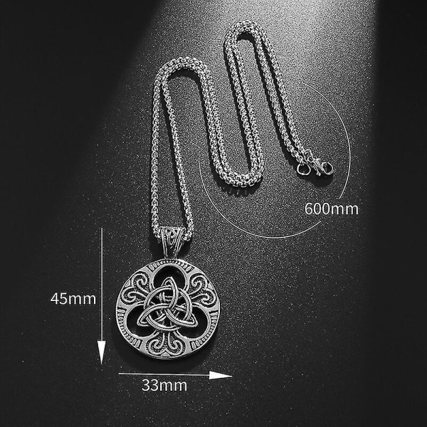 Viking Smycken Runt Celtic Knot Halsband För Män Nordic Rune Amulett Mode Tröja Halsband Present A6542-Gold