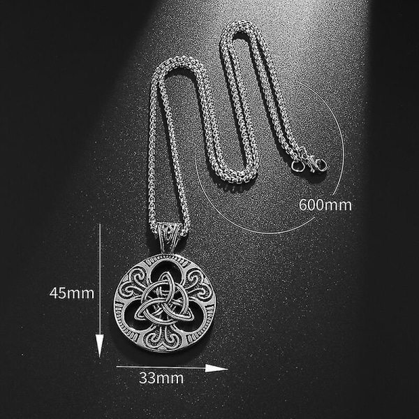 Viking Smykker Rundt Keltisk Knude Halskæde Til Mænd Nordisk Rune Amulet Mode Trøje Halskæde Gave A6542-Guld