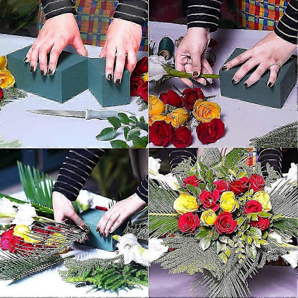 8-pak Blomsterskum kompatibelt med friske og tørrede blomster, vådt blomsterskum kompatibelt med bryllup, fødselsdag, boligindretning