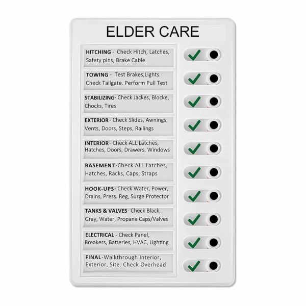CDQ Bärbar återanvändbar sjekkliste hver dag med skjutreglage for kontroll ELDER CARE