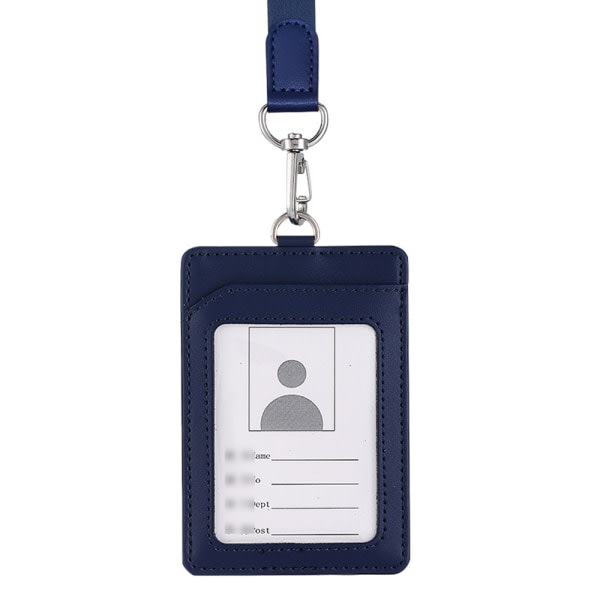 CDQ Hållare för ID-bricka i läder med snodd, vertikal ID-korthållare