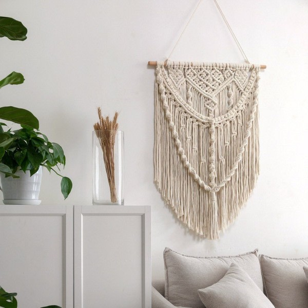 Gobeläng macrame veggteppe, høyde: 700 mm, håndlaget, boho vegg