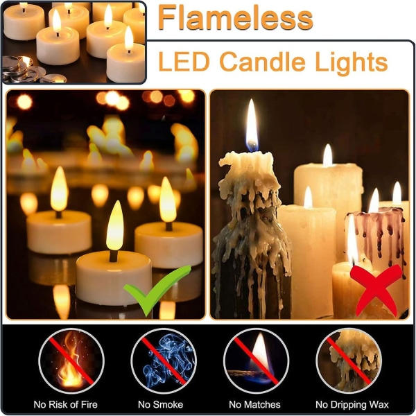12 stk. LED-varmeljus, flammefri lys, der flimrer med timer til julefest, festivaldekoration