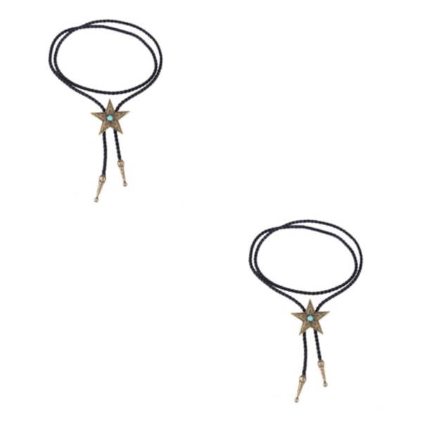 1/2/5 Svart PU-läder Western Cowboy Rodeo Bolo Tie Bola Antik Brons 104cm Antique Brass 104cm 2Set