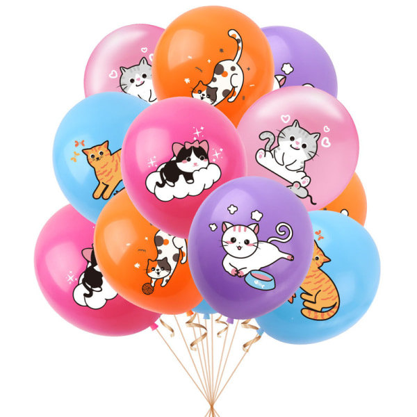 Katt tema födelsedagsfest dekoration katt flagga banner tårta platta ballong set födelsedag dekoration