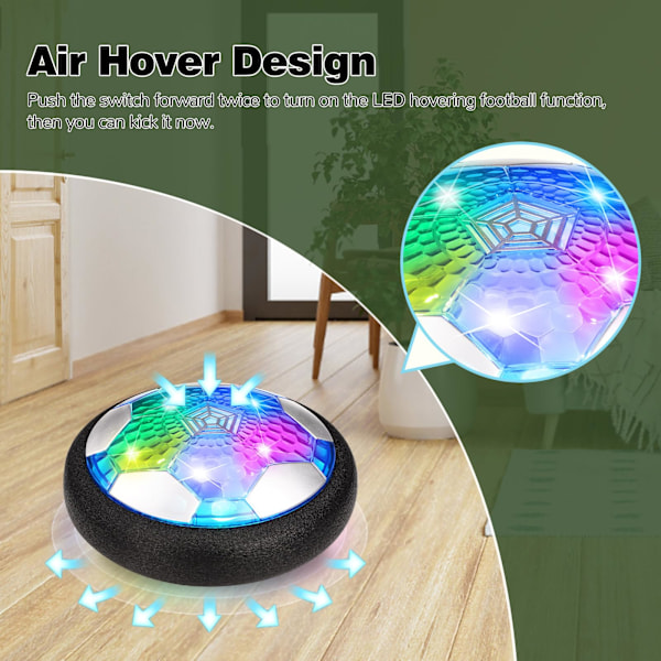 LED Hover Jalkapallo, Pojat Lelut Ladattava Hover Jalkapallo Pallo Sisätiloihin, Ilmassa Liukuva Hover Kickerball Valoilla ja Vaahtomuovipuskurilla