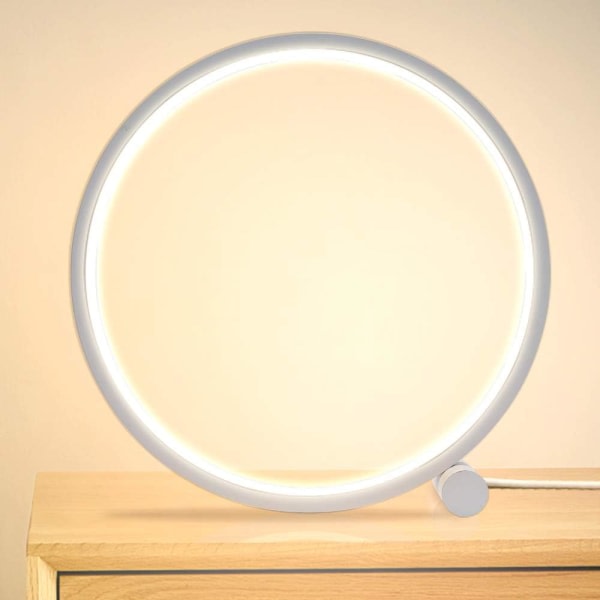 CDQ Led sänglampa Dimbar Touch-bordslampa, 3 färger 10 ljusstyrka Moderni pyöreä muotoilu, metallimateriaali, skrivbordsläslampa ja sovrummet