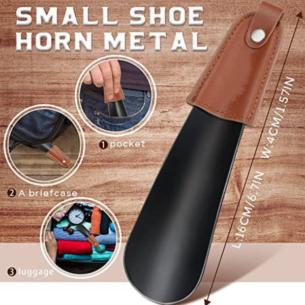 Svart skohorn i rostfritt stål - litet 16 cm metallskohorn Wit