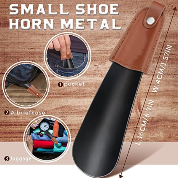 Svart skohorn i rustfritt stål - liten 16 cm metall skohorn Wit