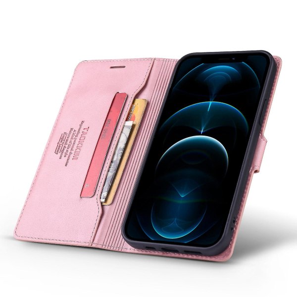 Taokkim Pu Läder Phone case Med Plånboksställ För Iphone 12 / Iphone 12 Pro - Rosa ( Färg Rosa ) null ingen