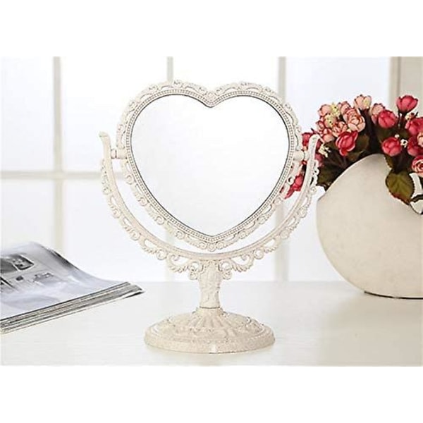 7-tums hjärtformad spegel Sminkspegel för bordsskiva