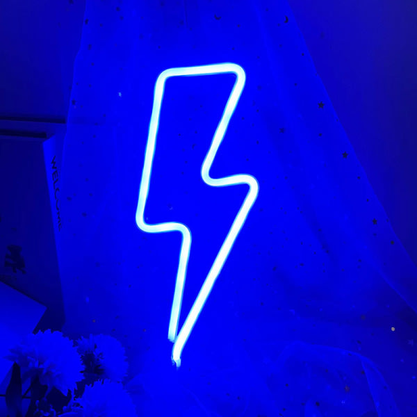 CDQ LED Neonskylt Blixtformad vægnattlampa Blå