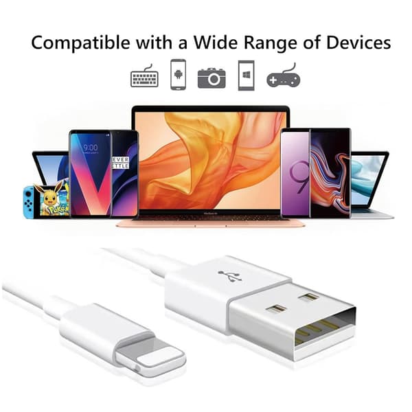 Egnet for Apple 12W hurtiglade datakabel, 0.25m, 2A, hvit