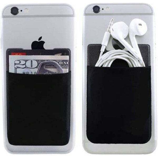 CDQ 1-pack telefonkorthållare Elastisk telefonplånbok, påhäftande plånbok, kreditkorts-ID- case(svart)