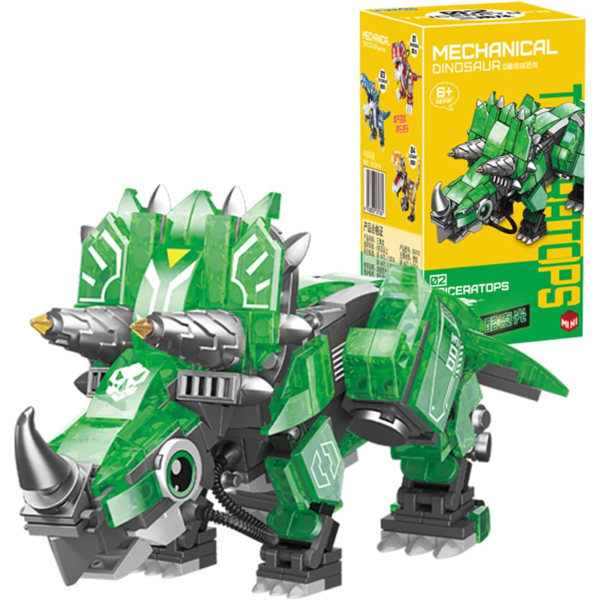 Dinosaurie Mini Byggklossar Leksaker Set för 6 7 8 9 10 11 12 år gamla, Dino World Luminous 348st（2）