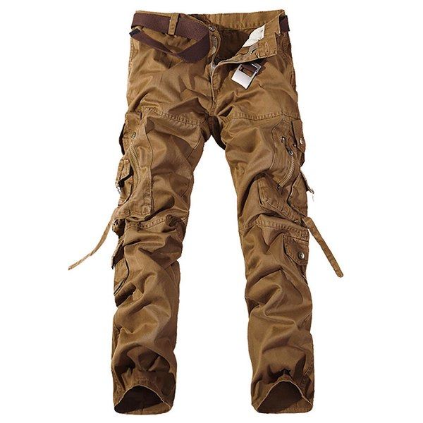 Män Tactical Work Cargo Byxor Army Military Combat Casual Lösa Byxor Brun 42 zdq