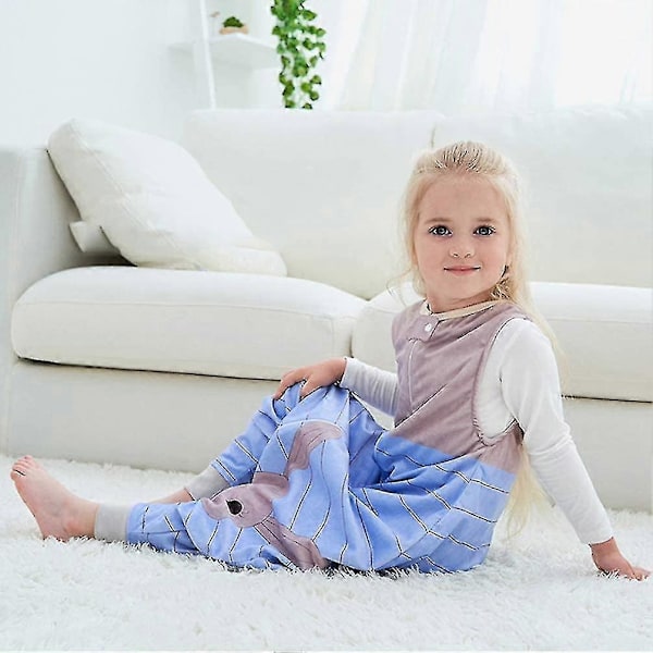Sovpåse för barn med ben Mjuk pyjamasflickor Pojkar Sovpåse blå blue L(5 to 6 Jahre)