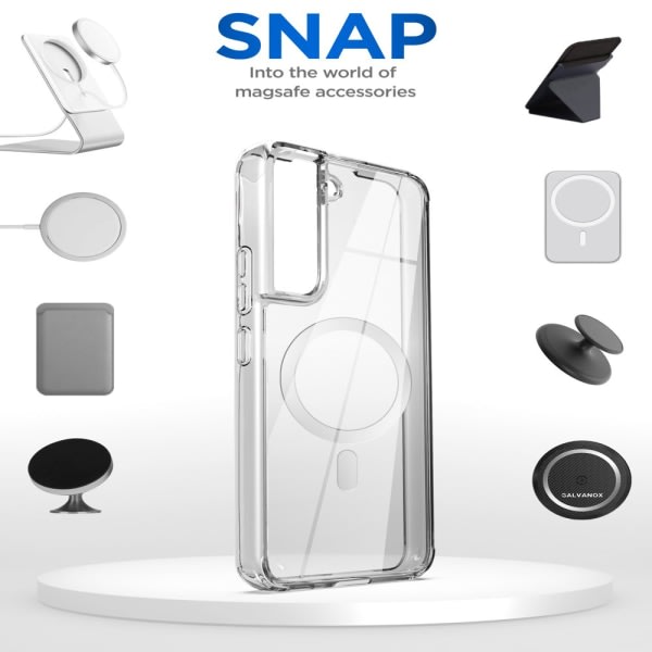 Sisäänrakennettu genomskinlig baksida För Samsung Galaxy S22 Plus case, magneettinen phone case Yhteensopiva Magsafe-laddning och tillbehör