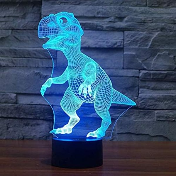 3D Nattlampa Dinosaurie Lampa Sovrumsbordslampa Atmosfärslampa LED Sänglampa Kreativ present Fjärrkontrolllampa