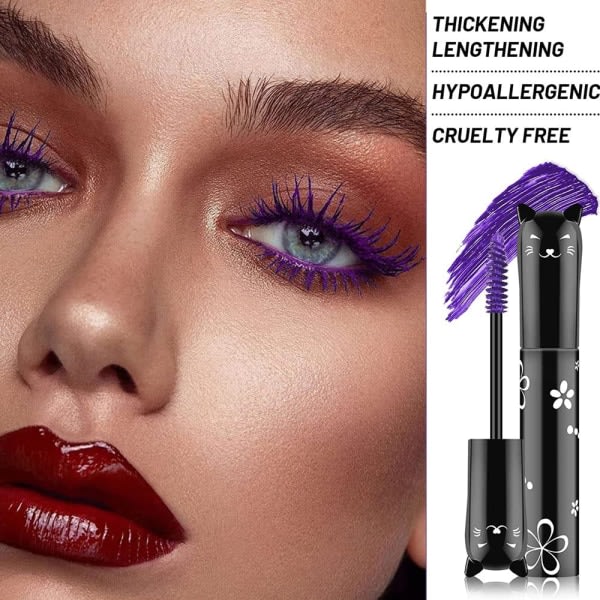 CDQ Färgglad mascara, vattentät långvarig tjock mascara (lila)