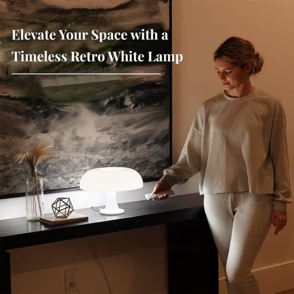 Orange Svamplampa – Dimbar Bordslampa med Retrodesign för Sovrum & Vardagsrum_TF_TF Vit EU-kontakt