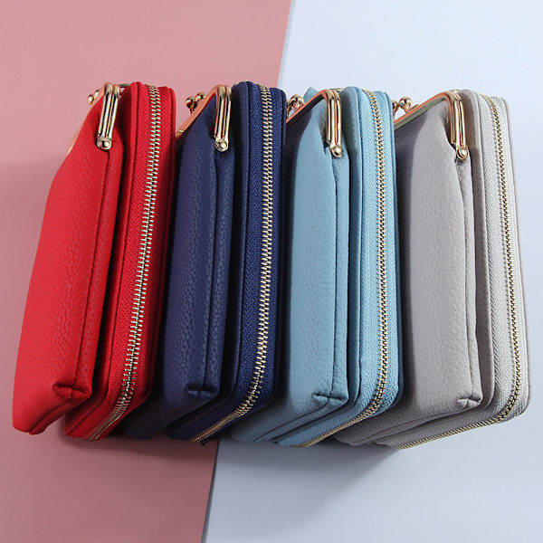 Mobilpung, pung, kortholder, taske med skulderrem deep pink