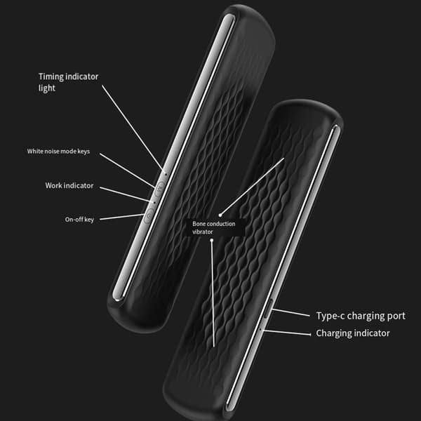 Sovespeaker under pude Bluetooth Bone Conduction Speaker med hvid støj-timer 20 timers spilletid til søvnmeditation Sort