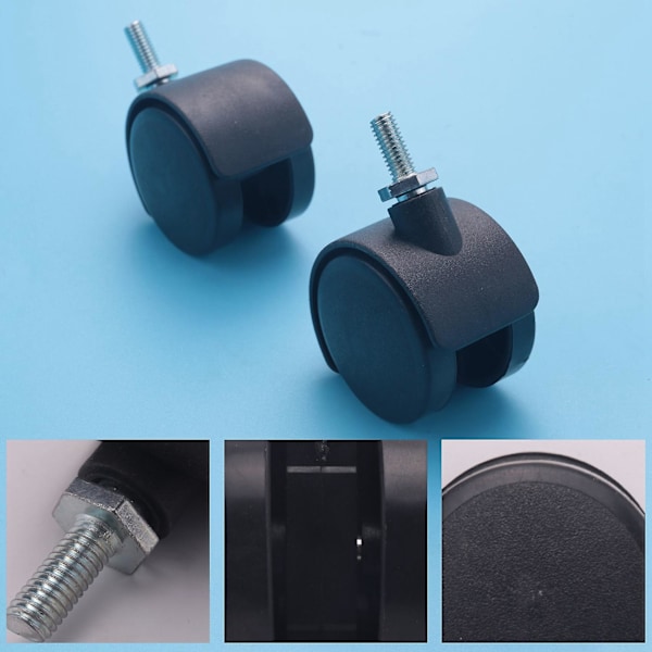 6 mm gevindstang 40 mm dobbelthjul drejelig hjul sort fw black