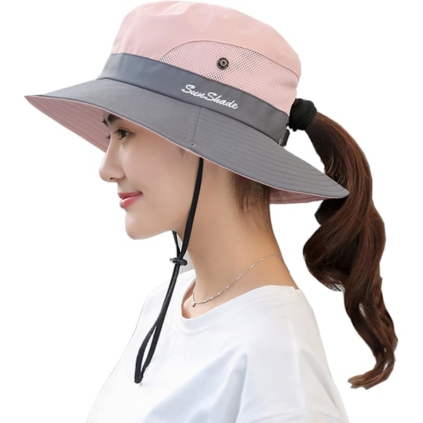 Solhatt Dam Herr 3u201d Bred brätte UPF 50+ Fiske Strand Bucket Hats Pink grey