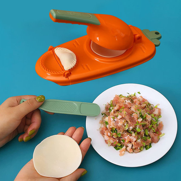 2 i 1 dumplingsmaskin, nytt verktyg för att tillverka dumpling i köket, orange