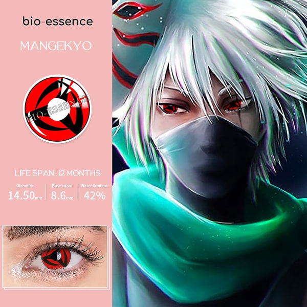 Bio-essence 1 par Sharingan kontaktlinser för ögon Cosplay linser Anime linser Uchiha Sasuke Hatake Kakashi linser Sasuke Uchiha none