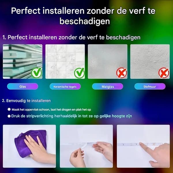 LED strip, RGB, light strip 300 LED, App and remote control - With music and timer mode