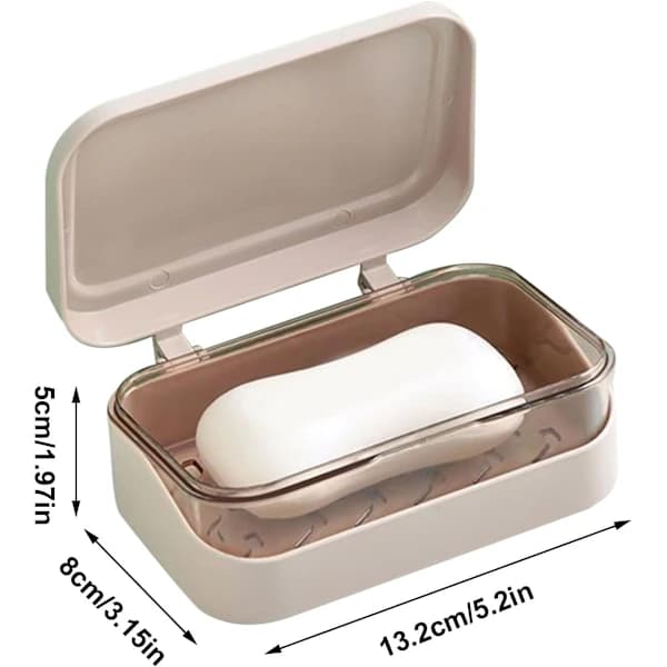 Soap Dish with Lid - Double Storage Box for Bathroom, Kitchen or Travel - Waterproof and Space-Saving Design
