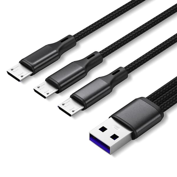 USB Ladekabel USB2.0 Hann til 3 Micro USB Hann Adapter Ledning Strøm - Perfekt Svart_tfrf Black