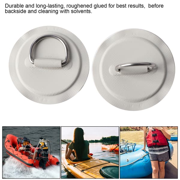2 stk oppblåsbar båt kajakk D-ring pad lapp PVC marine rustfritt stål fast spenne (grå)