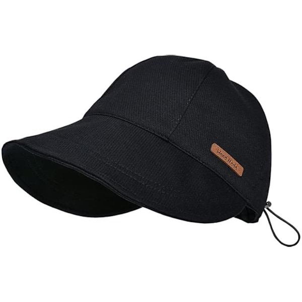 Bomullsbaseballkeps för damer för våren - Bomullsgolfsolhatt för vår sommar utomhus (mjuk brätte, vikbar och packbar) Black