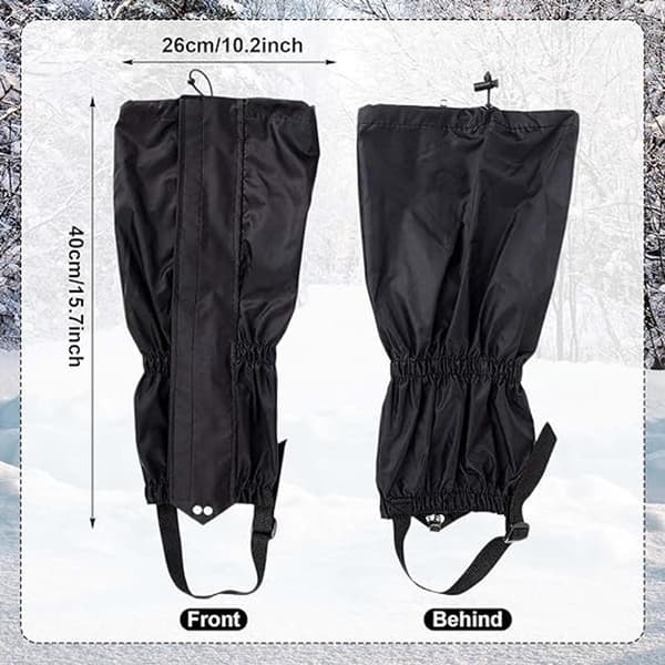 Vandtætte vandregaiters, justerbare, rivefaste polyester-nylon til trekking, sneskovandring og jagt, sort, 40 cm