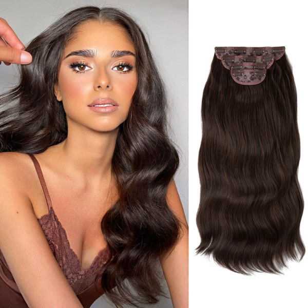 Clip-in Extensions 22 tommer sett med 4 bølgende lokker for kvinner