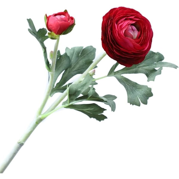 Kunstige silkeblomster Persisk smørblomst falsk blomst 5 stk Lang stilk Ranunculus kunstige blomster, rød