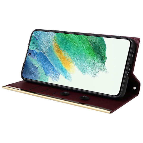 Nahkakotelo imukupilla ja 3 korttipaikalla Samsung Galaxy S21 FE 5G [HK] Style C -puhelimelle Style C Multicolor