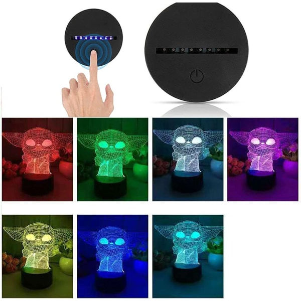 Baby Yoda leker 3D lampe Star Wars gave LED nattlampe 7 farger